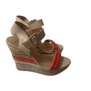Mix No 6 Jordie Multicolored Ankle Strap Wedge Shoes Size 10
